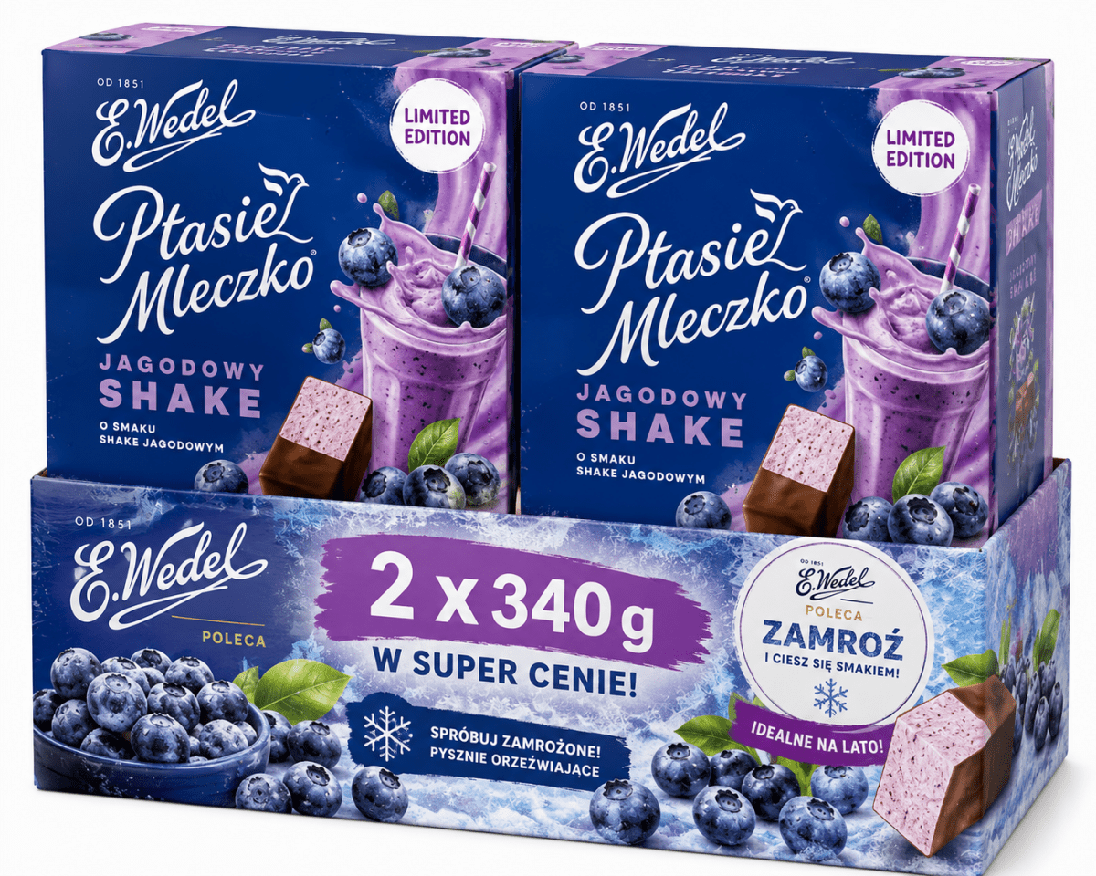 Ptasie Mleczko Jagodowy Shake 2er Set 2x340g – Wedel - Polskashop24
