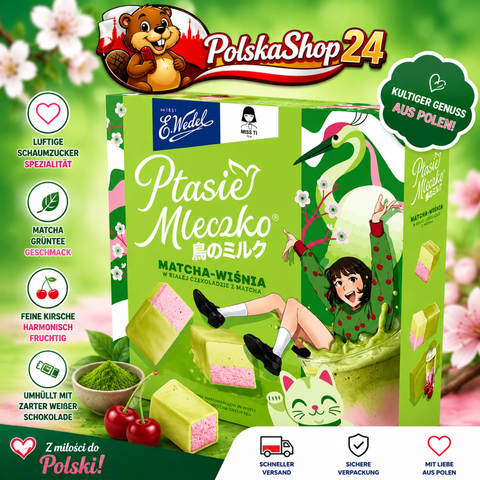 Ptasie Mleczko Matcha - Wiśnia 340g - E. Wedel - Polskashop24