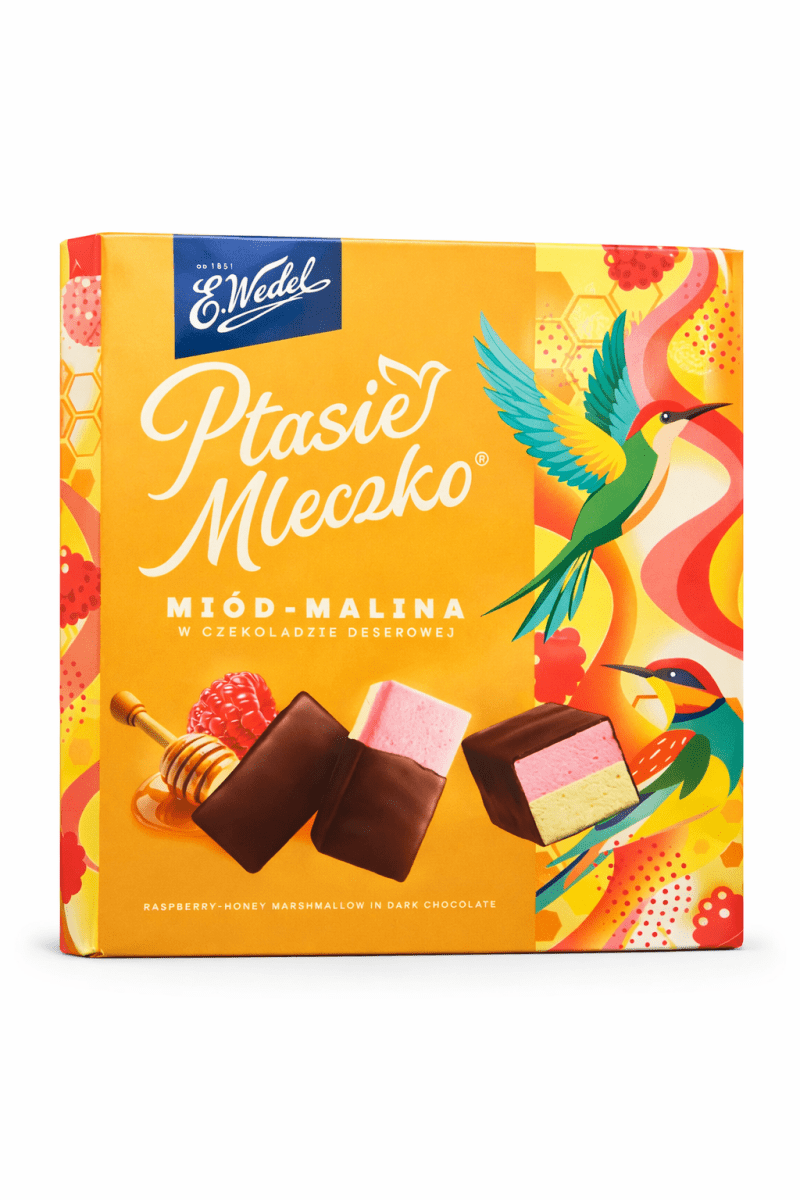Ptasie Mleczko Miód - Malina 340g - E. Wedel - Polskashop24