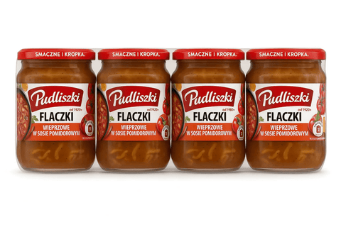 Pudliszki Flaczki Wieprzowe 4x450g - Schweinepansen in Tomatensoße Vorratspack - Polskashop24