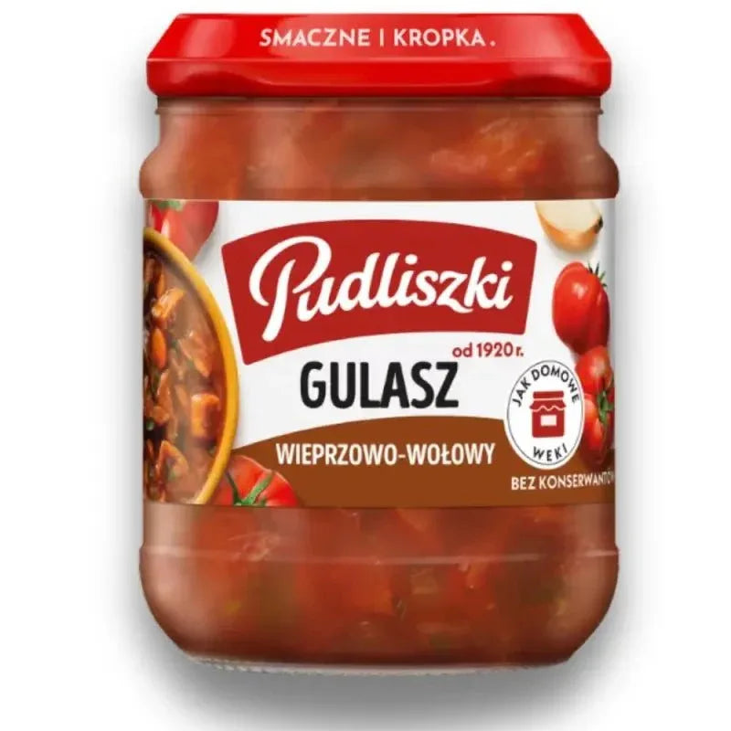 Pudliszki Gulasch Schweine - und Rindfleisch 4er Karton kaufen - 4x460g (1840g) polnisches Fertiggericht - Polskashop24.de - Online Supermarkt mit Lebensmittel aus Polen