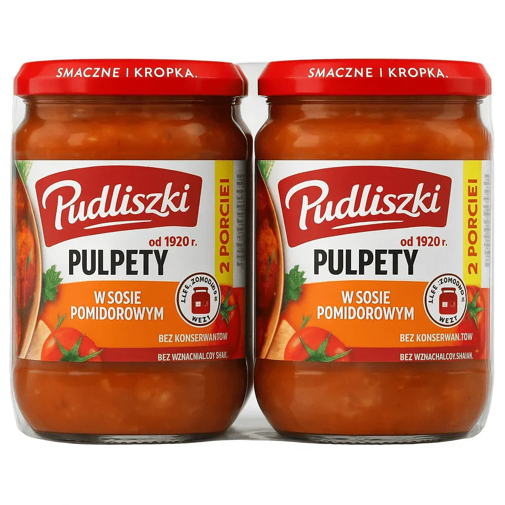 Pudliszki Pulpety w Sosie Pomidorowym - Schweinefleischbällchen in Tomatensoße 4er Karton kaufen - 4x600g (2400g) polnisches Fertiggericht - Polskashop24.de - Online Supermarkt mit Lebensmittel aus Polen