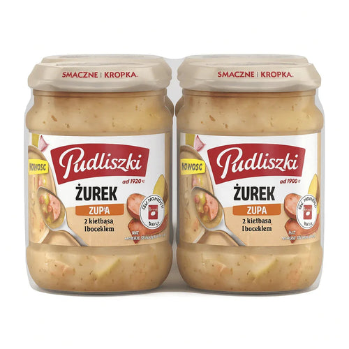 Pudliszki Żurek Suppe mit Wurst und Speck 4x440g - Sauermehlsuppe Vorratspack - Polskashop24