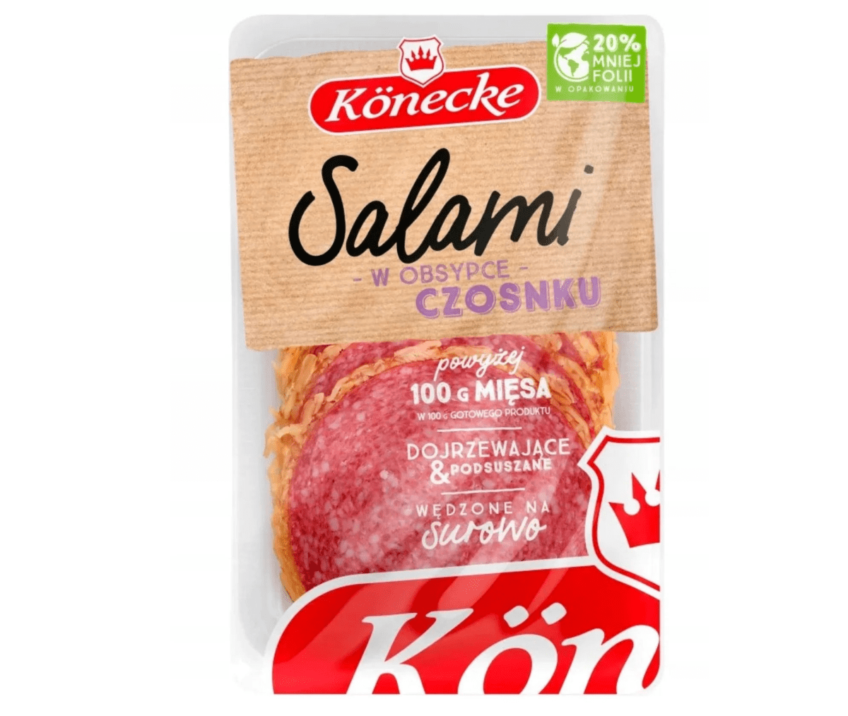 Salami z czosnkiem Salami w posypce czosnku 100g - Könecke - Polskashop24