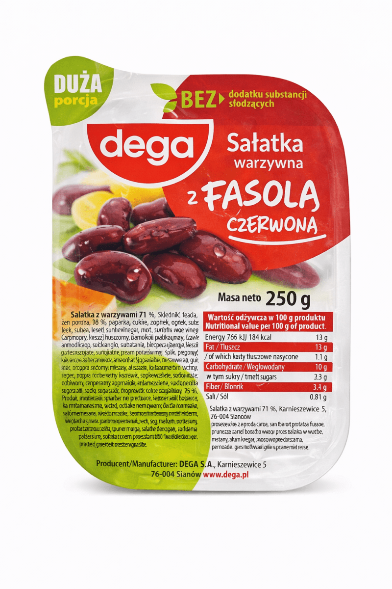 Sałatka Warzywna z Fasolą Czerwoną 250g / Gemüsesalat mit roten Bohnen – Dega - Polskashop24