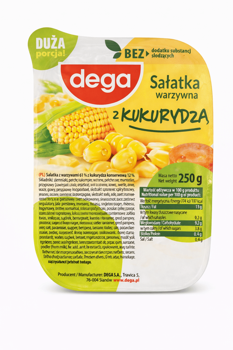 Sałatka Warzywna z Kukurydzą 250g / Gemüsesalat mit Mais – Dega - Polskashop24