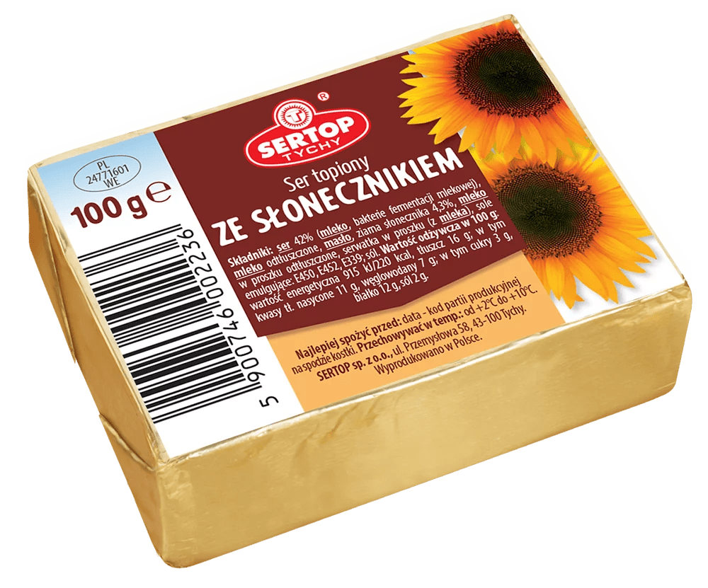 Schmelzkäse Sonnenblumenkerne Ser ze Słonecznikiem 100g - Sertop - Polskashop24