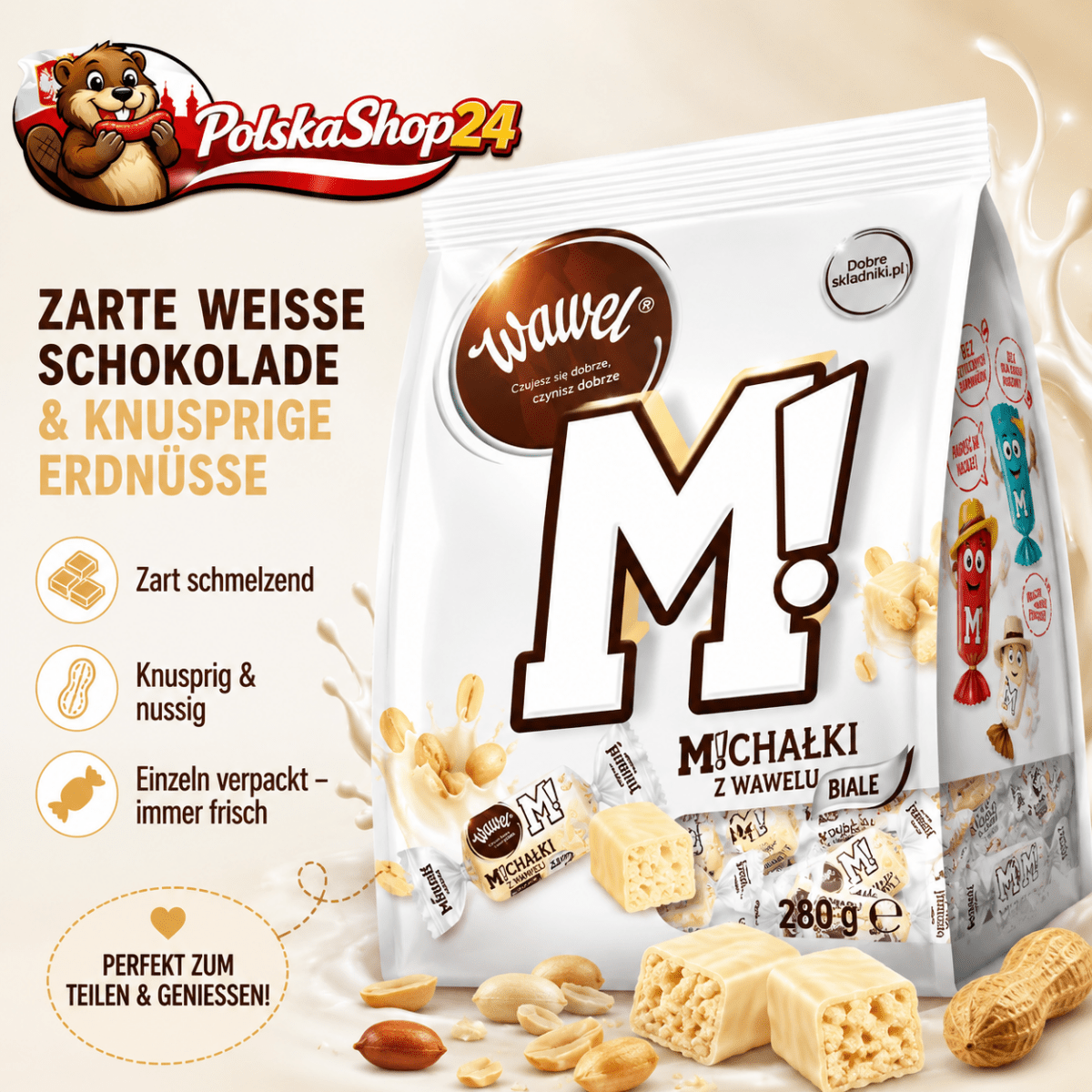 Schokoladenpralinen Michalki Biale 245g - Wawel - Polskashop24