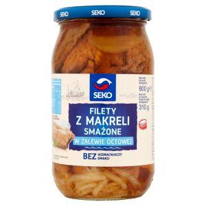 SEKO Makrelenfilets in Essigmarinade 800g Dose - Polnische Fischkonserve mit geräucherter Makrele
