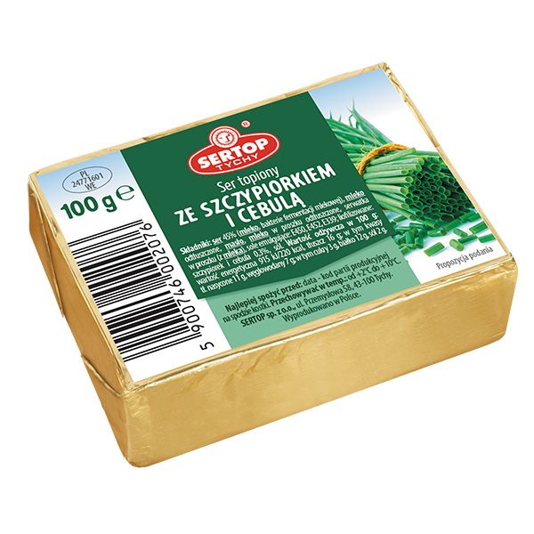 Sertop Schmelzkäse mit Schnittlauch und Zwiebel 100 g – polnischer Ser topiony