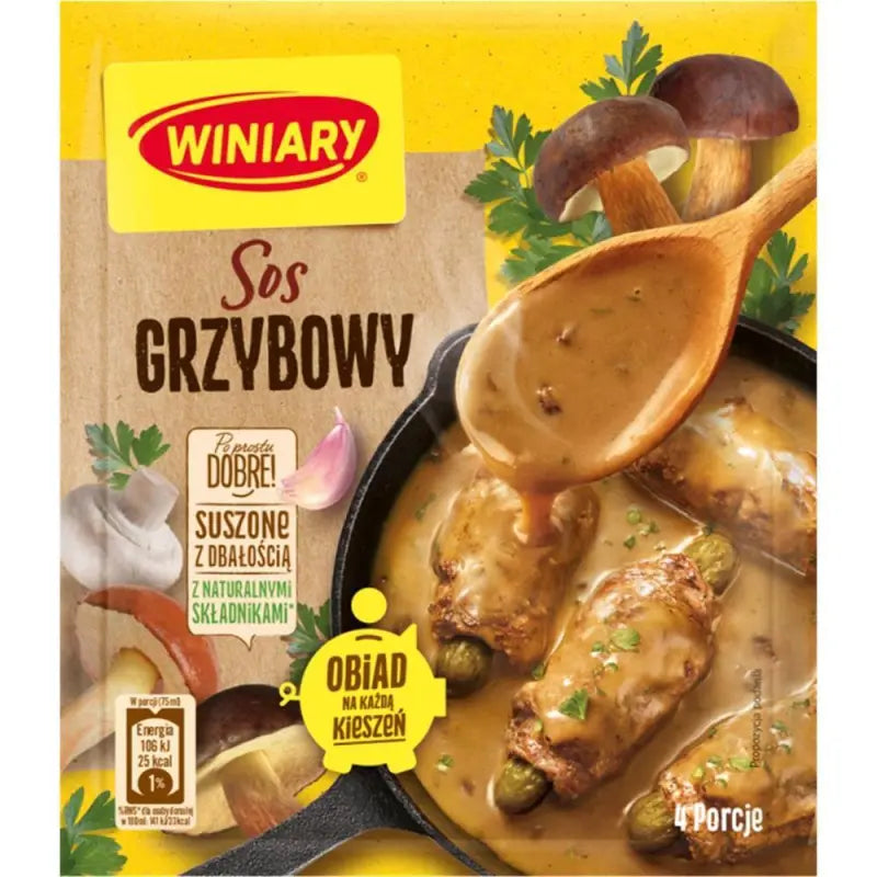 Winiary Sos Grzybowy Pilzsoße 28g - Polnische Instant-Pilzsoße mit Steinpilzen von Nestlé