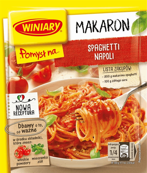 Winiary Pomysł na Spaghetti Napoli 47g Gewürzmischung - polnische Pasta-Würzmischung für 4 Portionen