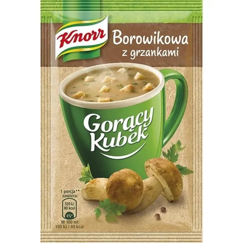 Steinpilzcreme - Suppe mit Croutons - Gorący Kubek Krem Borowikowy z Grzankami 15g - Knorr - Polskashop24