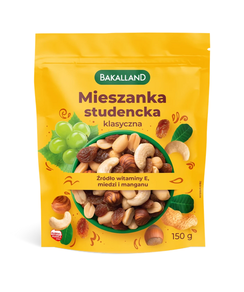 Studentenfutter mit Mandeln Mieszanka Studencka 100g - Bakalland - Polskashop24