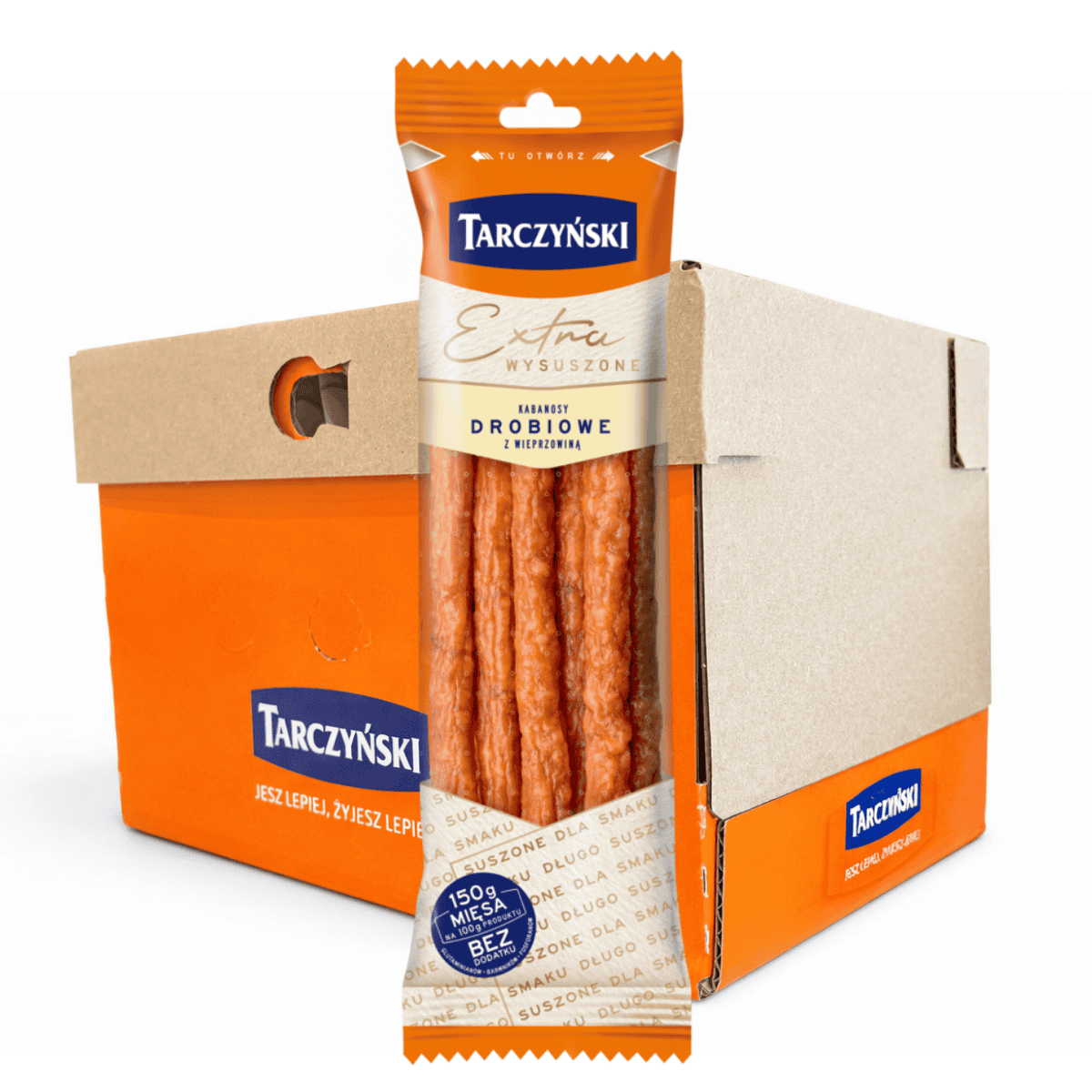 Tarczyński Kabanos drobiowy mit Schweinefleisch 130g x 14 Stück im Karton Großpackung polnische Geflügel-Kabanossi