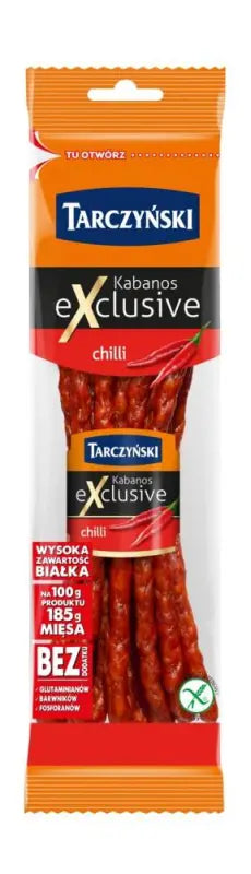 Tarczyński Kabanosy Chilli 105g - Würzig-scharfe polnische Kabanos mit Chilischoten glutenfrei