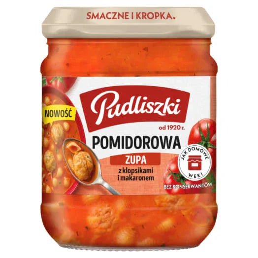 Tomatensuppe mit Fleischklößchen und Nudeln - Zupa pomidorowa z klopsikami i makaronem 450g - Pudliszki - Polskashop24