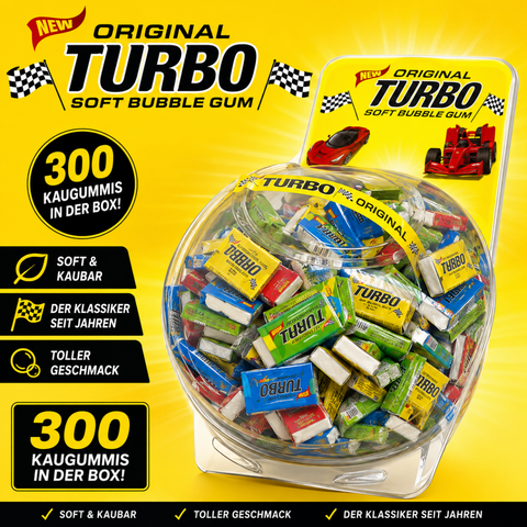 Turbo Soft Bubble Gum Kaugummis 300 Stk. 1350g - Turbo - Polskashop24