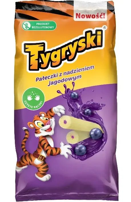 Tygryski Jagodowe - Maisstangen mit Heidelbeerenfüllung 60g - Polskashop24