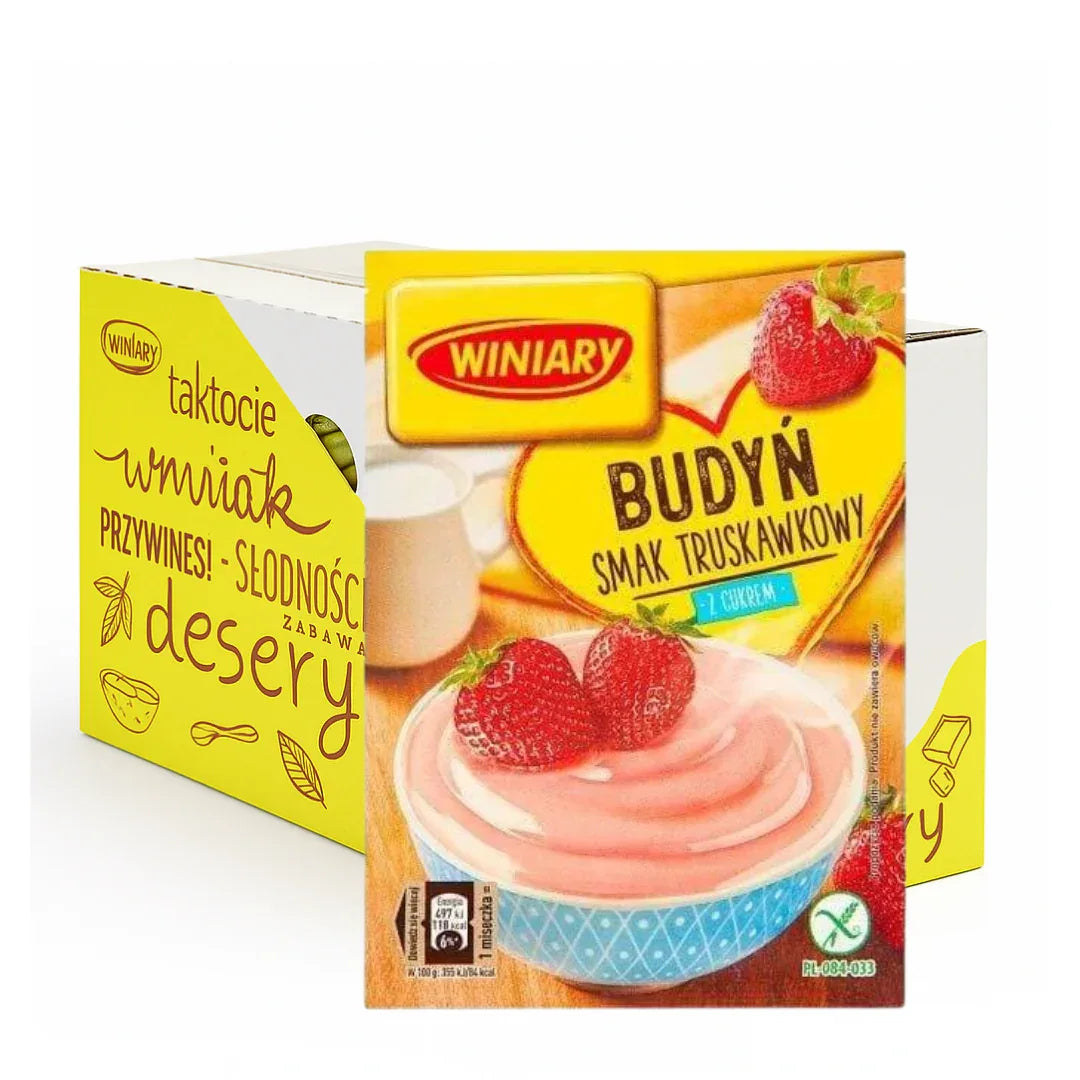 Winiary Budyń truskawkowy z cukrem 60g x 30 Stück - Erdbeerpudding mit Zucker kaufen - Polskashop24
