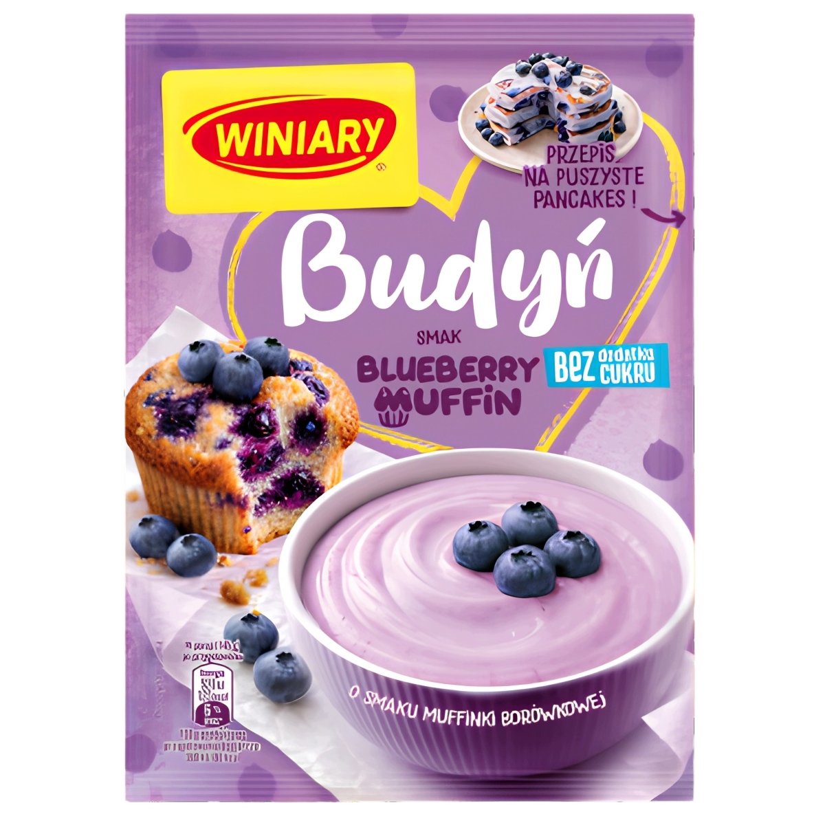 Winiary Pudding Heidelbeer-Muffin ohne Zuckerzusatz 35 g - Budyń Muffinka Borówkowa - Polskashop24