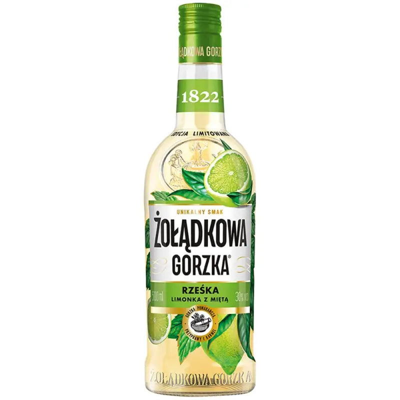 Zoladkowa Gorzka Limonka i Mieta - Polnischer Kräuterlikör mit Limette & Minze 28% Vol. 500ml