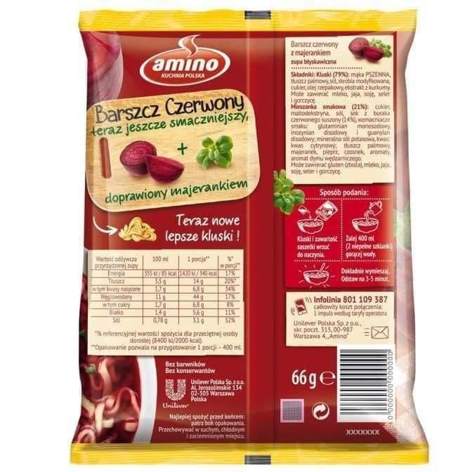 Amino Barszcz czerwony ''Rote Beete Instant Suppe'' 66g - Polskashop24.de - Online Supermarkt mit Lebensmittel aus Polen