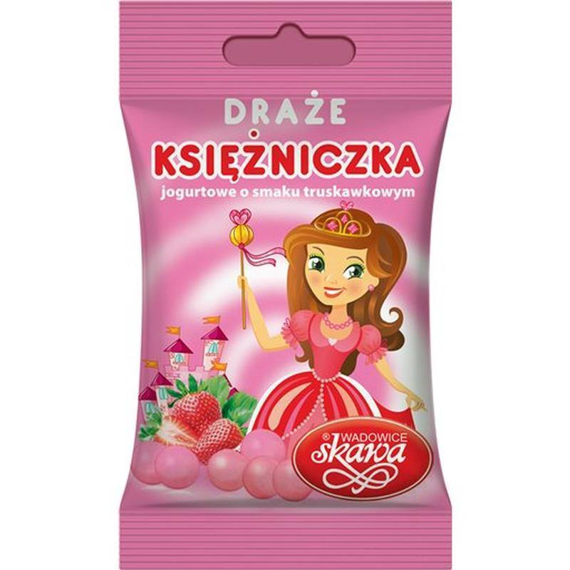 Skawa Draze mit Erdbeergeschmack '' Draze Ksiezniczka'' 70g - Polnische & Schlesische Spezialitäten - Online Supermarkt mit Lebensmittel aus Polen | Polski Sklep internetowy