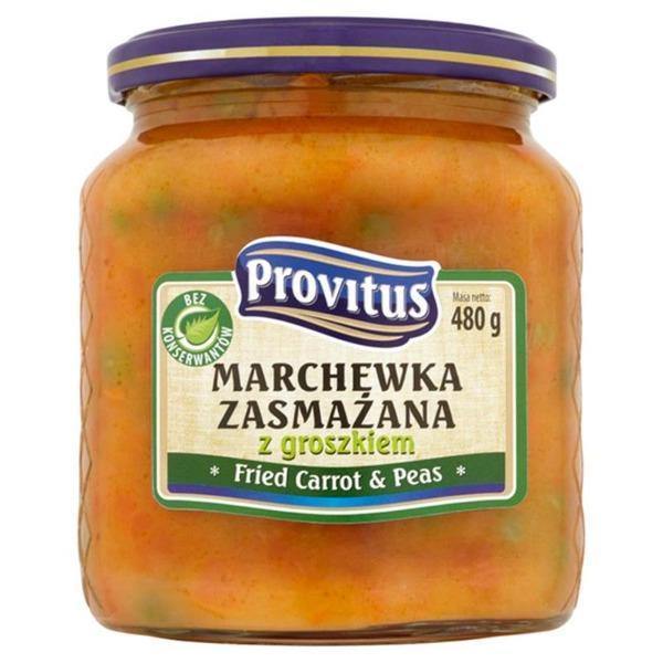 Karotten und Erbsen gebraten ''Marchewka zasmazana'' Provitus 480g - Polnische & Schlesische Spezialitäten - Online Supermarkt mit Lebensmittel aus Polen | Polski Sklep internetowy