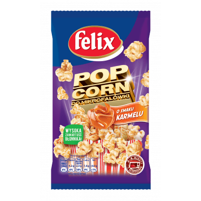Mikrowellen  Karamell Popcorn ''popcorn do mikrofalowki'' Felix 90g - Polnische & Schlesische Spezialitäten - Online Supermarkt mit Lebensmittel aus Polen | Polski Sklep internetowy