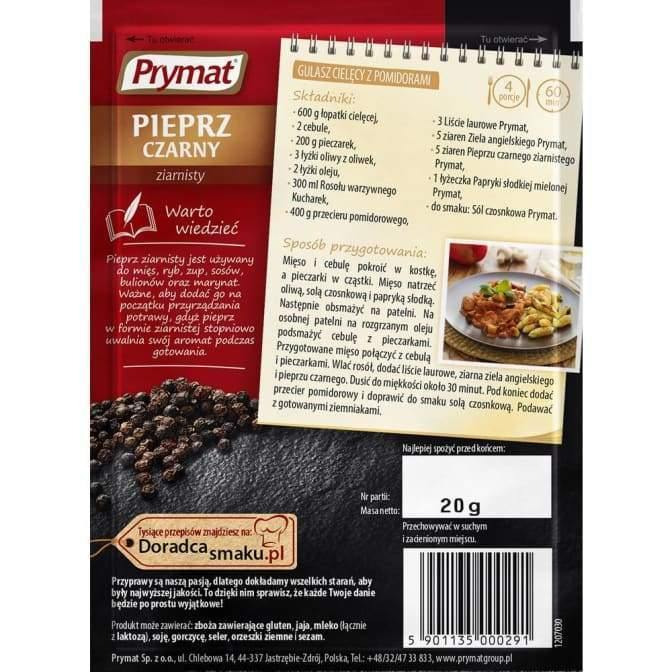 Prymat - Schwarzer Pfeffer Ganze Körner 20g - Polskashop24.de - Online Supermarkt mit Lebensmittel aus Polen
