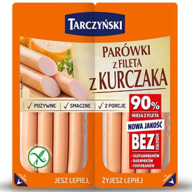 Tarczynski - Parowki z fileta z kurczaka / Wiener Würstchen vom Hühnchen Filet - 180 g - Polskashop24.de - Online Supermarkt mit Lebensmittel aus Polen