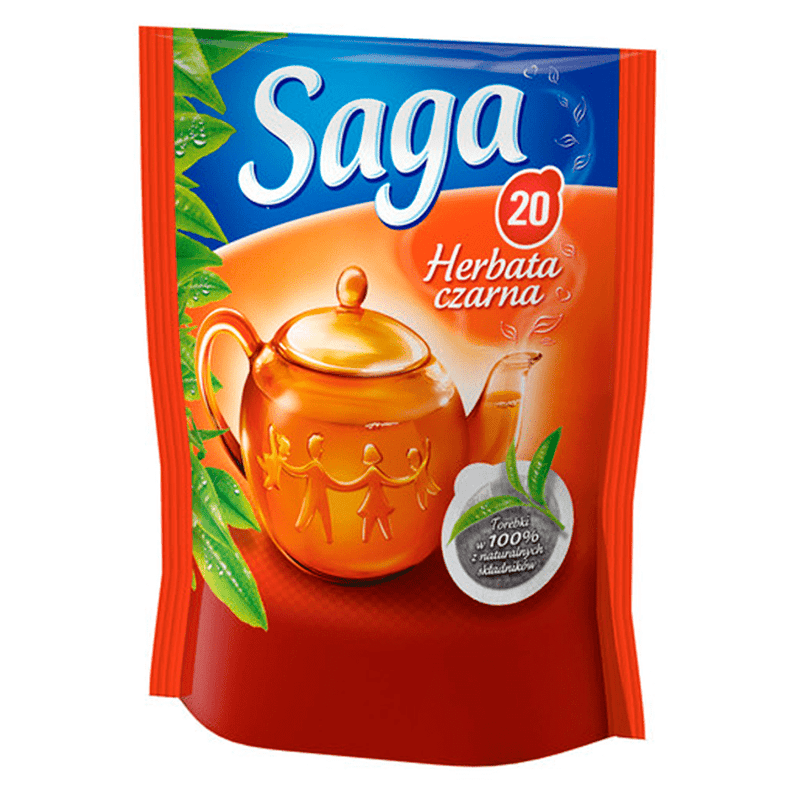 Saga Schwarzer Tee ''czarna herbata'' 28 g (20 Beutel) - Polnische & Schlesische Spezialitäten - Online Supermarkt mit Lebensmittel aus Polen | Polski Sklep internetowy