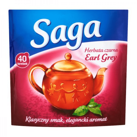 Saga Schwarzer Tee EARL GREY ''czarna herbata'' 60g (40 Beutel) - Polnische & Schlesische Spezialitäten - Online Supermarkt mit Lebensmittel aus Polen | Polski Sklep internetowy