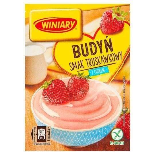Winiary - Budyń o smaku Truskawkowym z cukrem 60g/ Pudding mit Erdbeergeschmack und Zucker - Polskashop24.de - Online Supermarkt mit Lebensmittel aus Polen